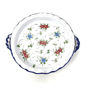 Vintage Cottura Castelli Italian Ceramic Pottery 5.5" Double Handle Floral plate